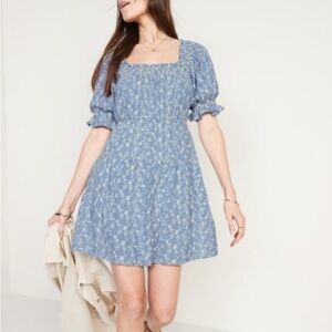 Old navy Puff-Sleeve Tiered Mini Swing Dress for Women XL